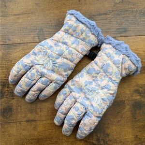 The north face girls small floral insulated winter gloves snow outdoor